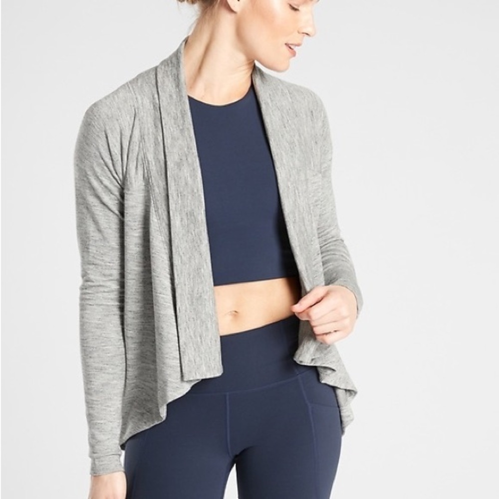 Athleta Heather Gray Nirvana Wear Two Ways Athlesuire Loungewear Cardigan